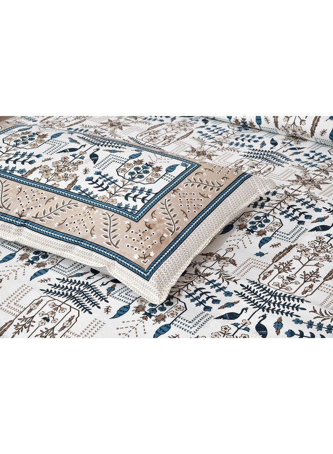 EasyGoods® 240 TC Pure Cotton Bedsheet for Double Bed, King & Queen Size Bed, Jaipuri Rajasthani Design with 2 Pillow Covers, Extra Soft & Wrinkle Free, 90 x 103 inches, Blue (Monarch40) - Image 1