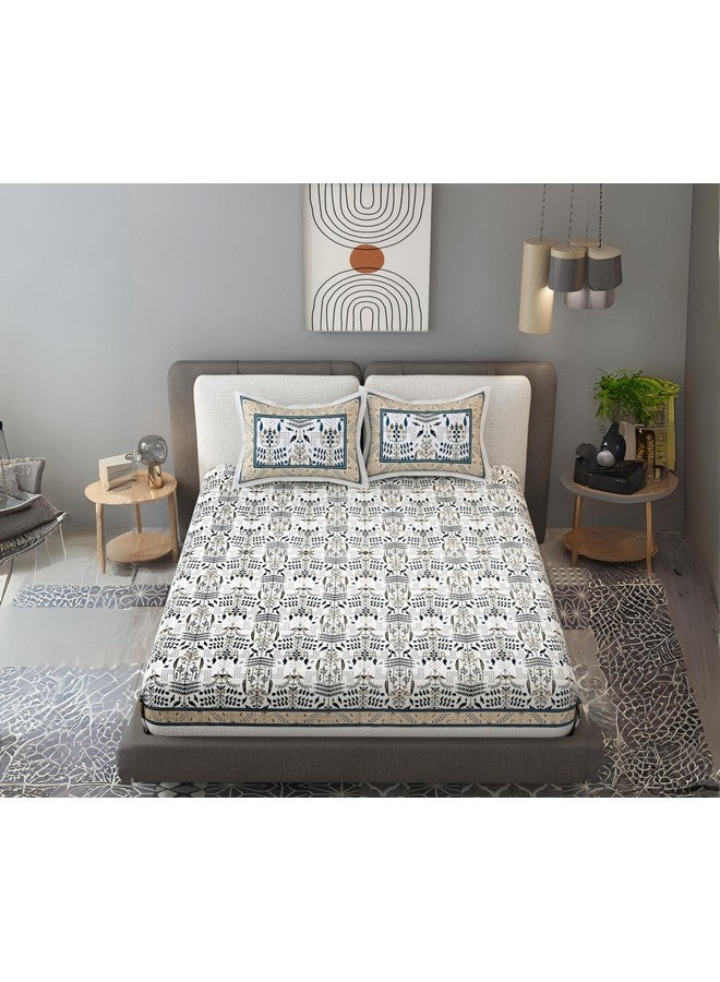EasyGoods® 240 TC Pure Cotton Bedsheet for Double Bed, King & Queen Size Bed, Jaipuri Rajasthani Design with 2 Pillow Covers, Extra Soft & Wrinkle Free, 90 x 103 inches, Blue (Monarch40) - Image 2