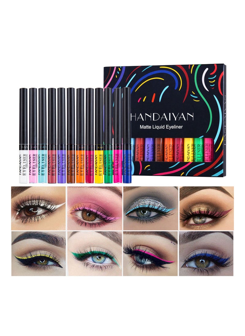 Handaiyan Liquid Eyeliner Waterproof Smudge Proof Sweat 12 Colors Matte Liner Set Long Lasting Pigment Professional Makeup Gift Quick Dry,Gel,Soft,Smooth,Natural,Hyper Easy Suit Clubs, Stages, Parties  - Image 1