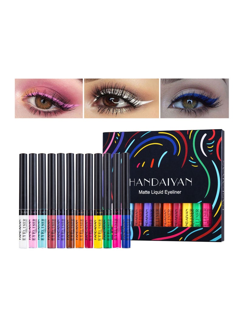 Handaiyan Liquid Eyeliner Waterproof Smudge Proof Sweat 12 Colors Matte Liner Set Long Lasting Pigment Professional Makeup Gift Quick Dry,Gel,Soft,Smooth,Natural,Hyper Easy Suit Clubs, Stages, Parties  - Image 5