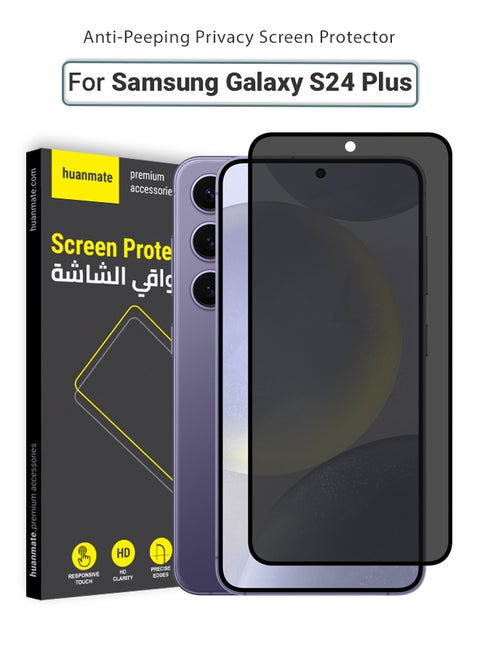 Samsung Galaxy S24 Plus Privacy Screen Protector – Premium Edge to Edge Anti Spy Privacy Tempered Glass, Oleophobic Coating, Delicate Touch, Anti-Explosion, Smooth Arc Edge, Easy Installation