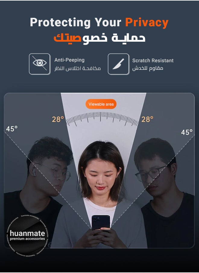 هووانميت - واقي شاشة الخصوصية لهاتف سامسونج جالكسي اس 24 بلس - زجاج مقسى ممتاز من الحافة إلى الحافة مضاد للتجسس، طلاء مضاد للزيوت، لمسة رقيقة، مضاد للانفجار، حافة مقوسة ناعمة، سهل التركيب - Image 1