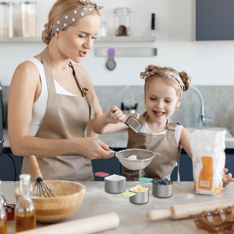 Minteem Magnetic Measuring Cups, 6 Stainless Steel Nesting Measuring Cup Set for Measuring Dry or Liquid Ingredients - Image 5