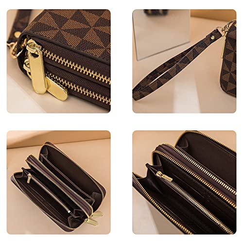 Veki Women's Wallet Double Zipper Pocket Wallets with Wrist Strap, Leather Credit Card Purse for Women Men (Black A) - Image 5