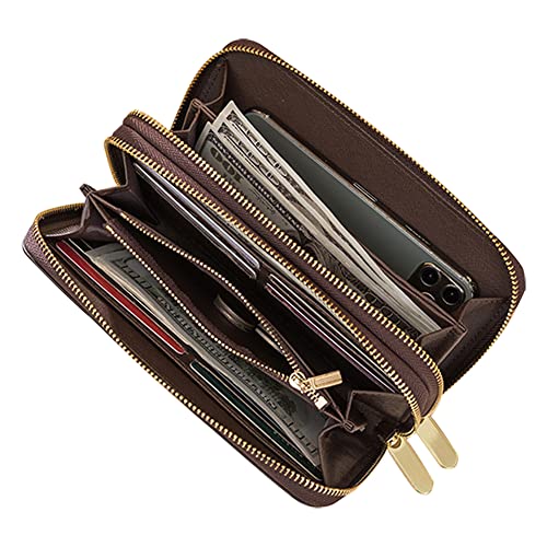 Veki Women's Wallet Double Zipper Pocket Wallets with Wrist Strap, Leather Credit Card Purse for Women Men (Black A) - Image 2