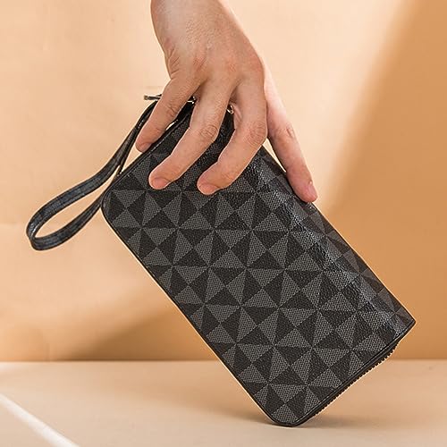 Veki Women's Wallet Double Zipper Pocket Wallets with Wrist Strap, Leather Credit Card Purse for Women Men (Black A) - Image 4