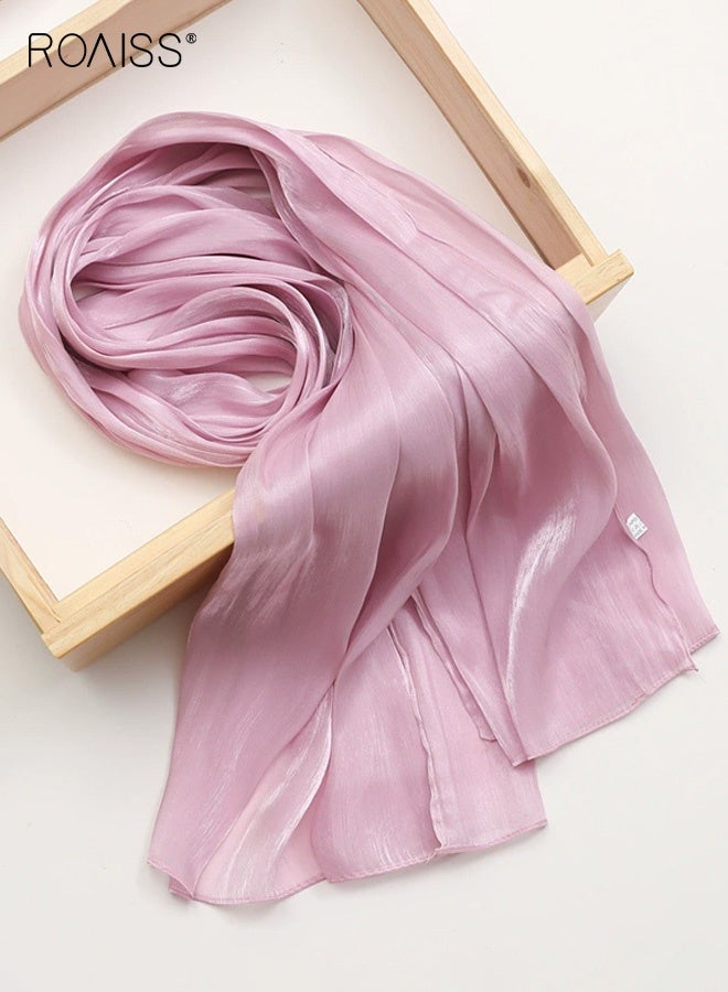roaiss Women's Hijab Chiffon Silk Head Scarf, Shawl Gradient Color Scarf, Daily Hijab Muslim for Women, Sun Shade Head Wrap, Cotton Linen Headscarf, Purple - Image 1
