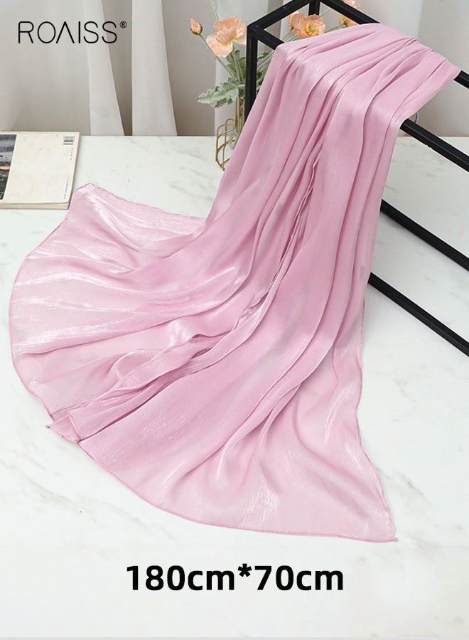 roaiss Women's Hijab Chiffon Silk Head Scarf, Shawl Gradient Color Scarf, Daily Hijab Muslim for Women, Sun Shade Head Wrap, Cotton Linen Headscarf, Purple - Image 2