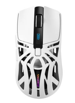 UCHUANG Digital screen display Tri-Mode mouse Wireless Connection and Bluetootn Connecion and Wired Connection,Programmable Mice, PC/Laptop/Mac,E-sports Game - White  - Image 1
