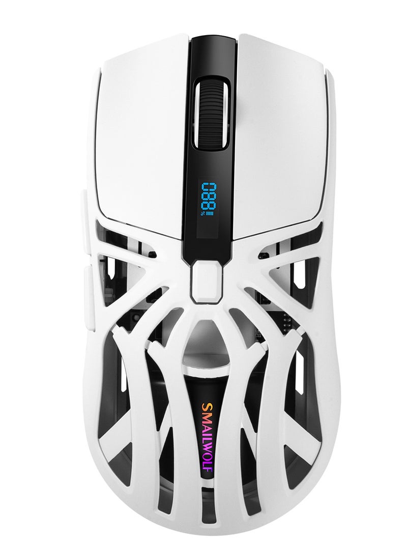 UCHUANG - Digital screen display Tri-Mode mouse Wireless Connection and Bluetootn Connecion and Wired Connection,Programmable Mice, PC/Laptop/Mac,E-sports Game - White - Image 1