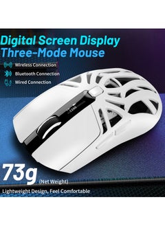 UCHUANG Digital screen display Tri-Mode mouse Wireless Connection and Bluetootn Connecion and Wired Connection,Programmable Mice, PC/Laptop/Mac,E-sports Game - White  - Image 4
