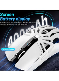 UCHUANG Digital screen display Tri-Mode mouse Wireless Connection and Bluetootn Connecion and Wired Connection,Programmable Mice, PC/Laptop/Mac,E-sports Game - White  - Image 2
