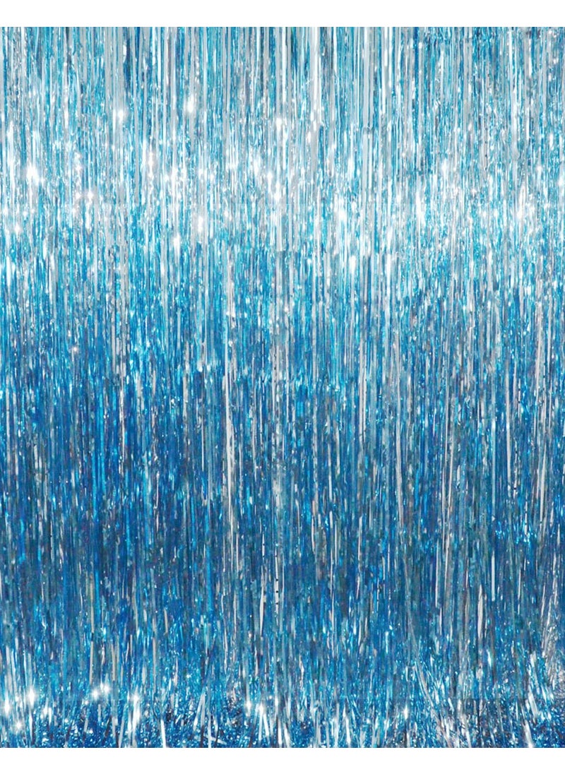 GOER GOER 32 ft x 98 ft Metallic Tinsel Foil Fringe Curtains Party Photo Backdrop Party Streamers for BirthdayGraduationNew Year Eve Decorations Wedding Decor 4 PacksBlue 
