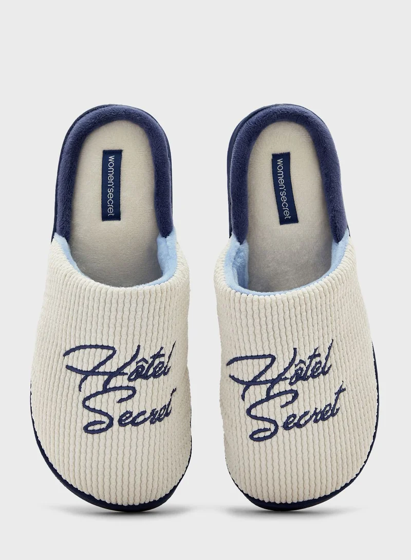women'secret Fur Detailed Slip Ons