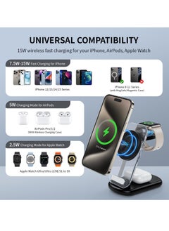 General 2024 Version 3 in 1 iPhone Charging Station for A pple Devices,Foldable Wireless Travel Mag-Safe Charger Stand with Night Light for iPhone 15/14/13/12 Series,Apple Watch/Air Pods 3/2/Pro  - Image 2