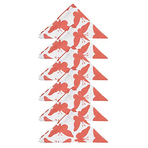Dekor World Cotton Printed Coral Butterfly Collection Square Table Cover with 4 Place Mat & 8 Napkin (Pack of 13) 150x150 cm / 60x60 Inches for 4 Seater Dining Table - Image 4