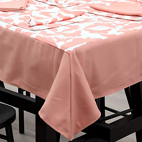 Dekor World Cotton Printed Coral Butterfly Collection Square Table Cover with 4 Place Mat & 8 Napkin (Pack of 13) 150x150 cm / 60x60 Inches for 4 Seater Dining Table - Image 2