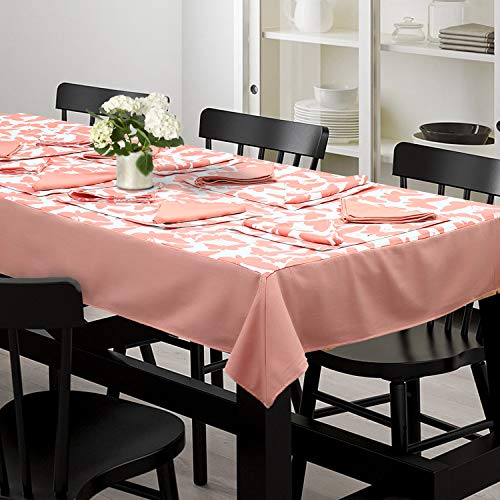 Dekor World Cotton Printed Coral Butterfly Collection Square Table Cover with 4 Place Mat & 8 Napkin (Pack of 13) 150x150 cm / 60x60 Inches for 4 Seater Dining Table - Image 1