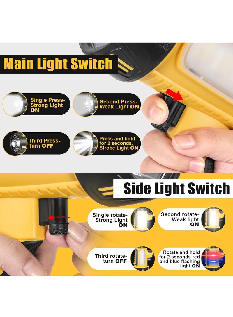 Super Bright Rechargeable Spotlight, Handheld Rechargeable LED Flashlight, Tactical Searchlight with USB Output, 6 Light Modes Camping Light (Yellow) - Image 2