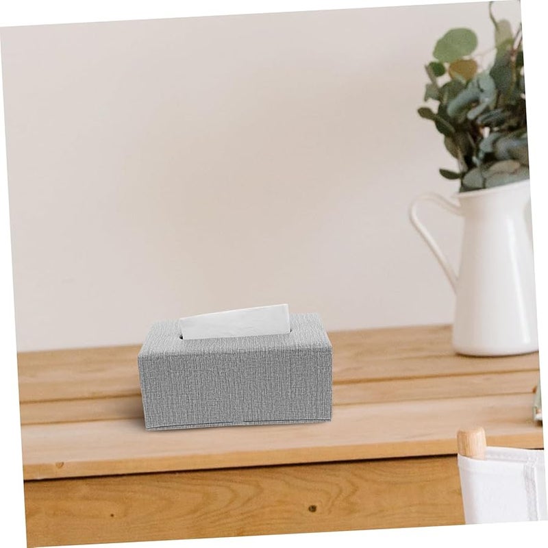 Elegant Grey Pu Leather Tissue Box Cover For Bathroom Dresser And Office - Image 5