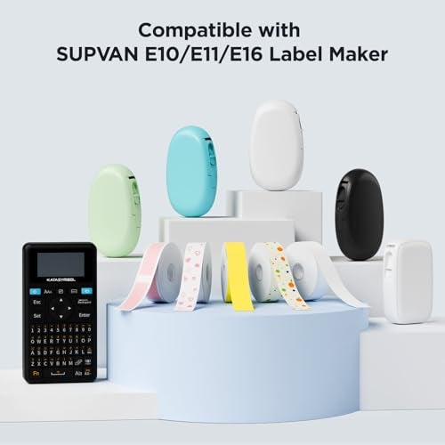 SUPVAN E10 & E11 Label Maker Tape, 0.59in × 19.7ft (15mm × 6m) Genuine Continuous Laminated Thermal Label Tape Refill, Waterproof Oilproof Child-Safe Durable Auto Detect Labels, Black on White - Image 3