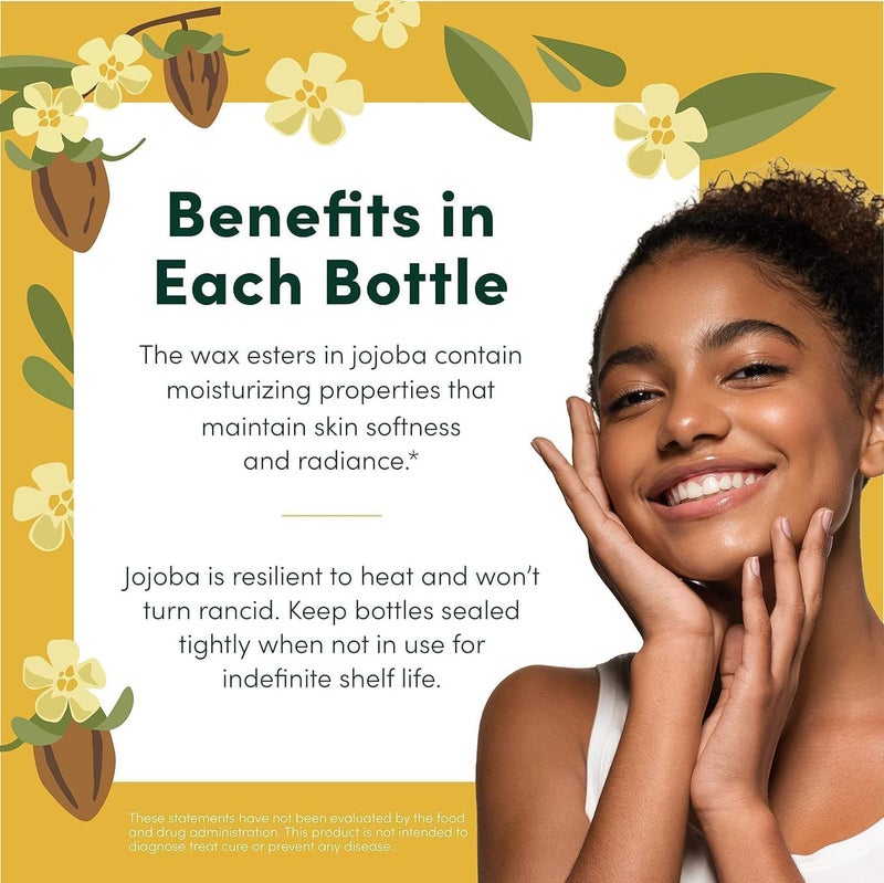 HobaCare Jojoba Oil for Hair, Skin, Face, Body, Scalp, Nails, Beard Care, Massage â€“ 100% Pure Unrefined Natural Carrier Oil â€“ Moisturizing, Vegan, Cruelty-Free, Hexane Free (8.45 oz) - Image 3