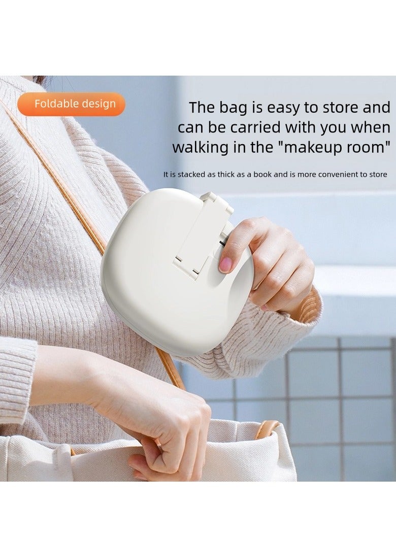 فلاي هسو أدى ضوء المحمولة قابلة للطي مرآة مستحضرات التجميل مع ثلاثة أضواء قبالة سطوع اللون قابل للتعديل USB القابلة لإعادة الشحن ، أبيض - Image 2