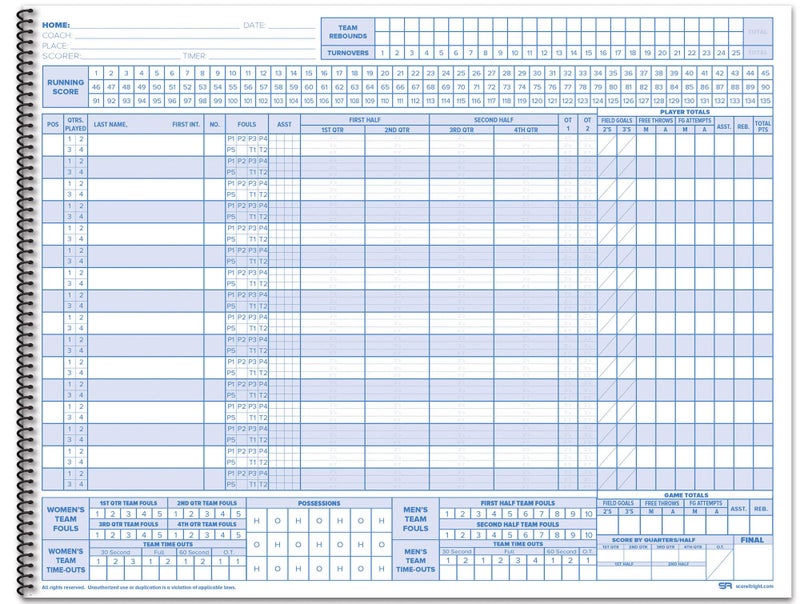Score It Right Basketball Scorebook – 16-Player Men’s and Women’s Basketball Score Keeping Book – Basketball Game Score Book for Individual and Team Stats – 9.25 x 12-inch Hardcover Book - Image 5