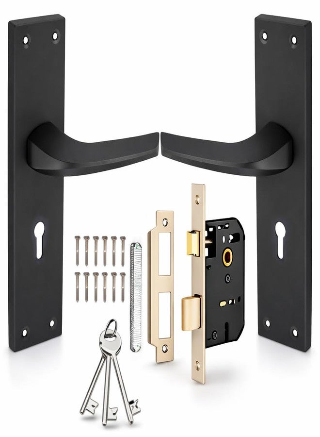 Harrison Door Locks for Main Door, Door Lock for Bedroom, Mortise Door Lock Set, Mortise Door Handle, Door Locks Handlesets with 3 Key |Black | 26600 |Door Locks Home - Image 1