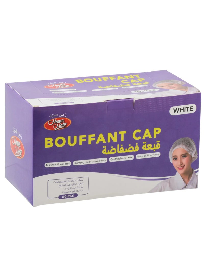 Home Mate White Bouffant Cap 50 Pcs - Image 2