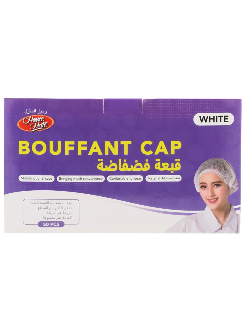 Home Mate White Bouffant Cap 50 Pcs - Image 1