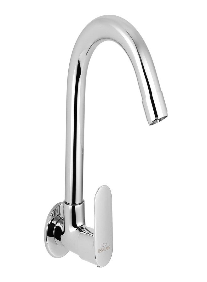 hindware Benelave by Hindware Volga Faucet for Kitchen Sink | Brass Sink Tap with Chrome Finish | Wall Mounted | 7-Year Manufacturer Warranty - Image 1