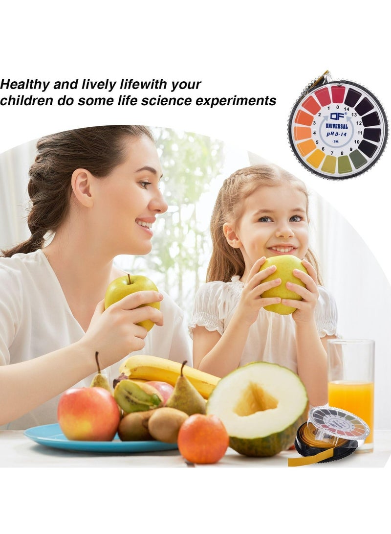 لفافة ورق اختبار درجة الحموضة (pH) العالمي، ورق عباد الشمس، شرائط اختبار درجة الحموضة لصنع الصابون، لاختبار الماء والنبيذ واللعاب والبول والتربة، لاختبار أغذية الحيوانات الأليفة ومراقبة درجة الحموضة (لفافتان) - Image 2