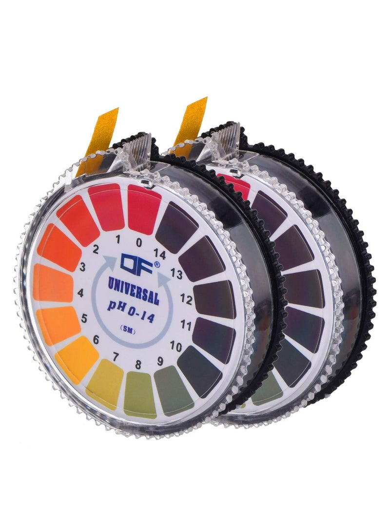 لفافة ورق اختبار درجة الحموضة (pH) العالمي، ورق عباد الشمس، شرائط اختبار درجة الحموضة لصنع الصابون، لاختبار الماء والنبيذ واللعاب والبول والتربة، لاختبار أغذية الحيوانات الأليفة ومراقبة درجة الحموضة (لفافتان) - Image 1