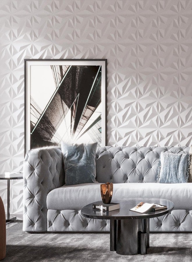 Art3dwallpanels PVC 3D Wall Panel Diamond for Interior Wall Decor in White, 3D Textured Wall Panels, Pack of 33 Tiles - Image 5