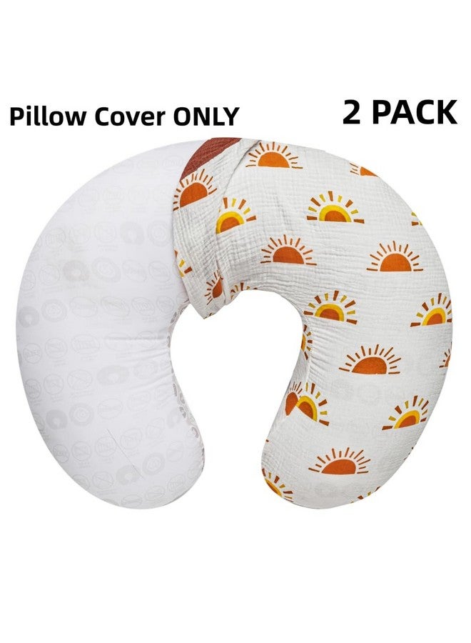 FIGEPO 2 Pack Muslin Nursing Pillow Cover 100% Cotton Boho Neutral Stretchy Removable Baby Nursing Covers for Breastfeeding Pillows Soft Breathable Pillow Slipcover for Newborn Baby Boy or Girl (Boho) - Image 5