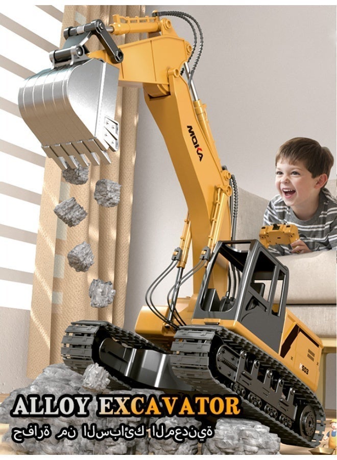 Moka 39cm Alloy RC Excavator – 11 Channels, 680° Rotation, Lights & Sounds – Remote Control Construction Toy for Boys & Girls Ages 4-10 - Image 1