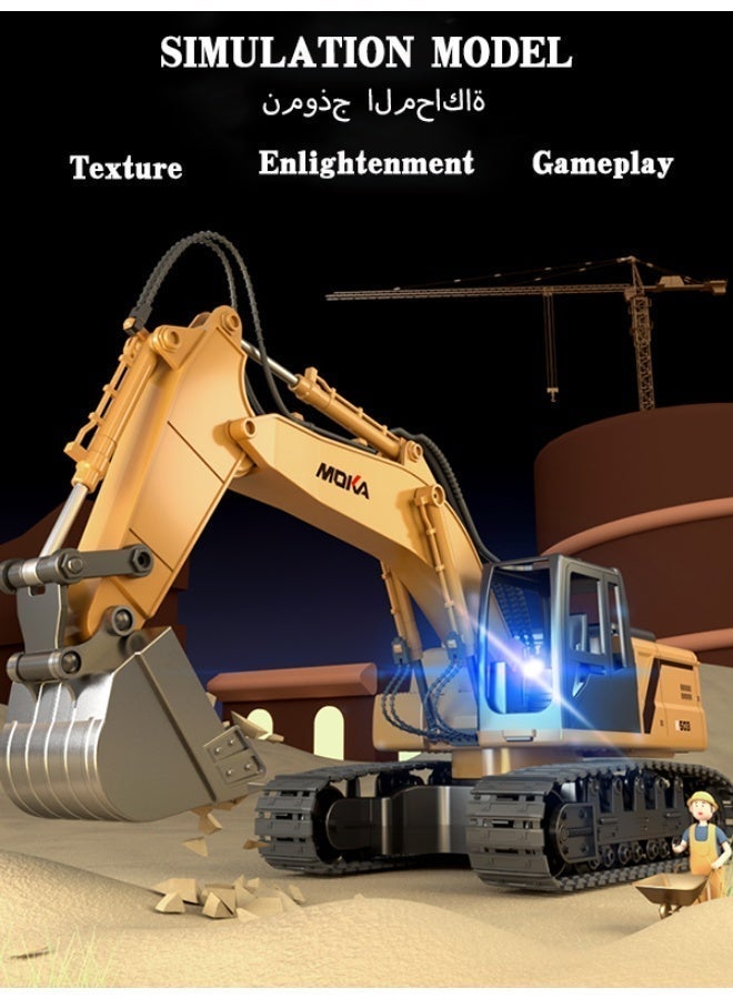 Moka 39cm Alloy RC Excavator – 11 Channels, 680° Rotation, Lights & Sounds – Remote Control Construction Toy for Boys & Girls Ages 4-10 - Image 5