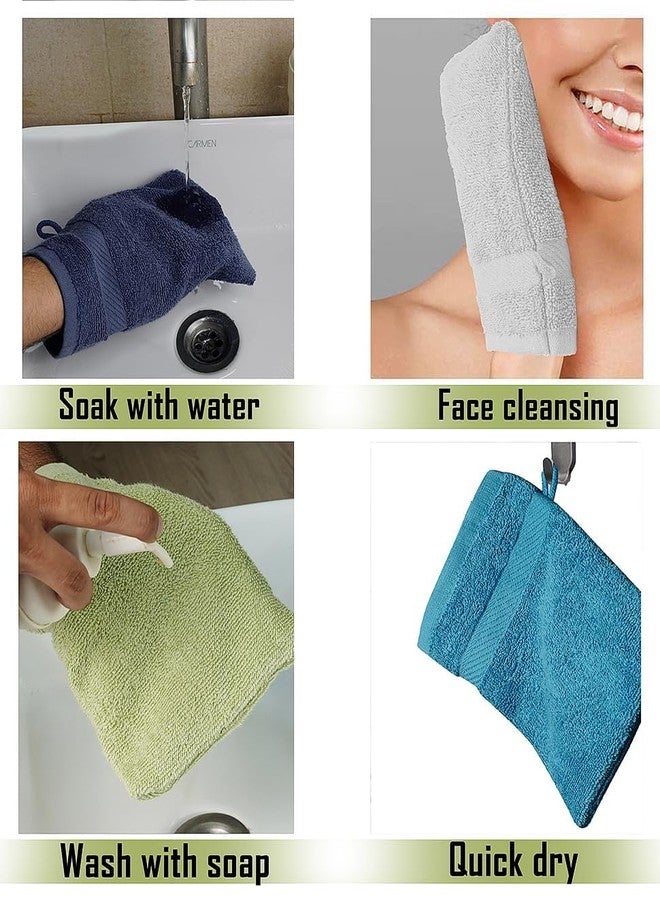 ZUPERIA Premium Bath Mitts - Pack of 12 (6 x 9 Inches) - 100% Cotton European Style Washcloths with Loop - Super Soft and Absorbent Bath Washcloths (Assorted) - Image 4
