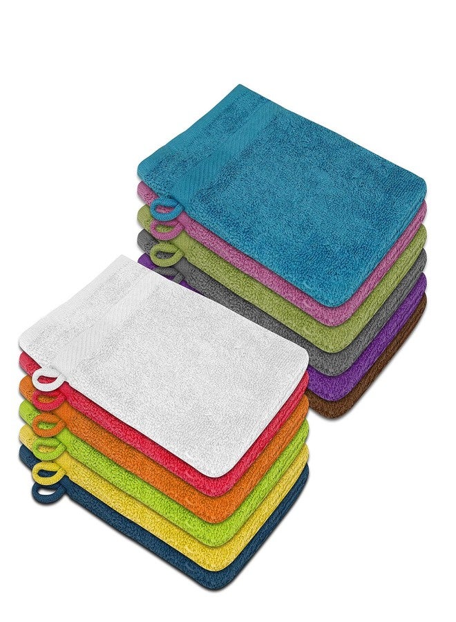 ZUPERIA Premium Bath Mitts - Pack of 12 (6 x 9 Inches) - 100% Cotton European Style Washcloths with Loop - Super Soft and Absorbent Bath Washcloths (Assorted) - Image 2