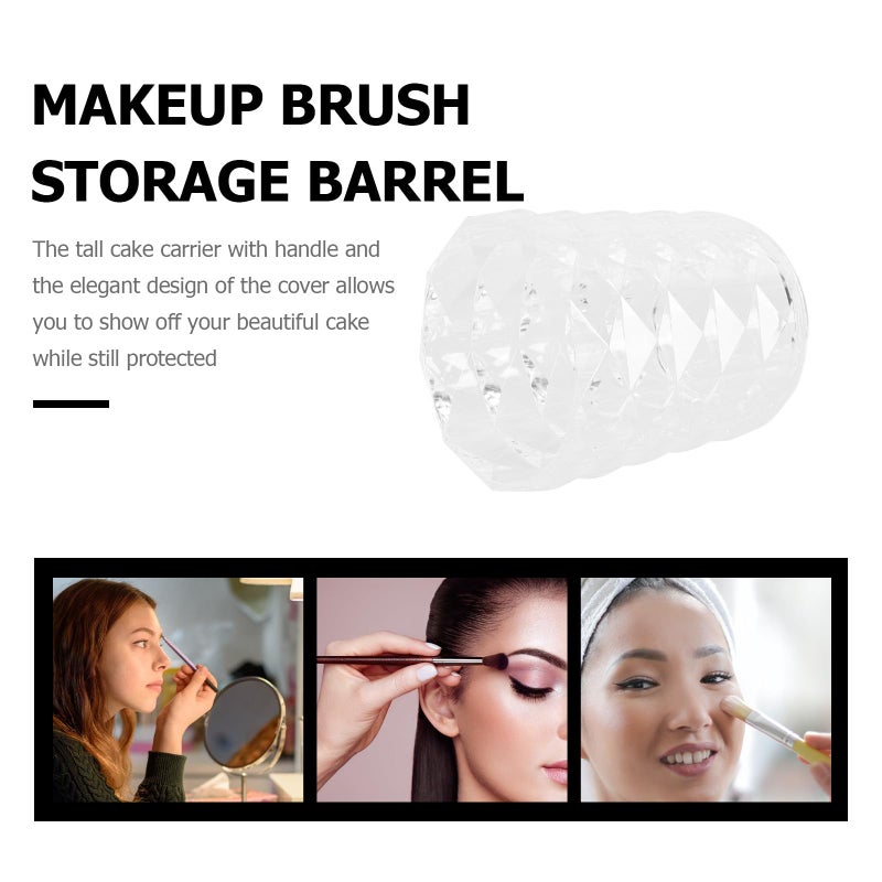 Crystal Diamond Pattern Makeup Storage Box with Lid and Brush Holder - Image 4