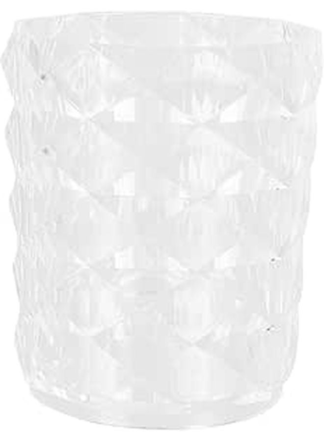 Crystal Diamond Pattern Makeup Storage Box with Lid and Brush Holder - Image 1