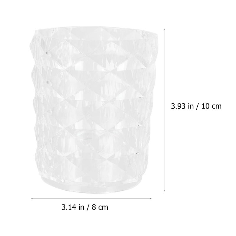 Crystal Diamond Pattern Makeup Storage Box with Lid and Brush Holder - Image 3