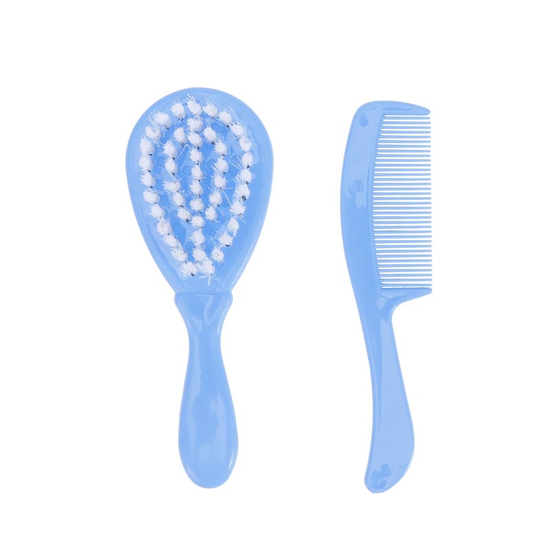 HEALLILY Baby Brush and Comb Set Children Massage Care Safety Comb Soft Comb Brush Combination Blue Toddler Comb Infant Hair Brush Kids Comb - Image 1