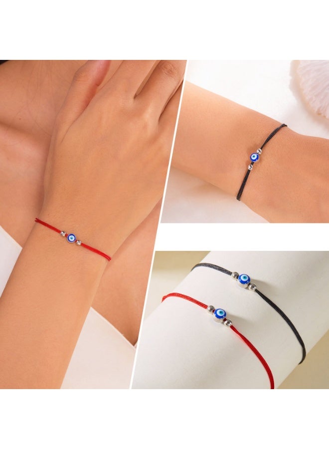 2 Pack Red and Black Evil Eye Bracelets, Lucky Bracelets, Couples Handmade Red String, Unisex Simple Versatile Bracelets - Image 2
