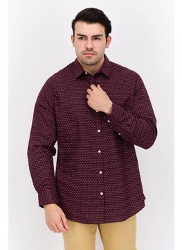 Van Heusen Men Regular Fit Microdot Long Sleeve Dress Shirt, Maroon  - Image 1