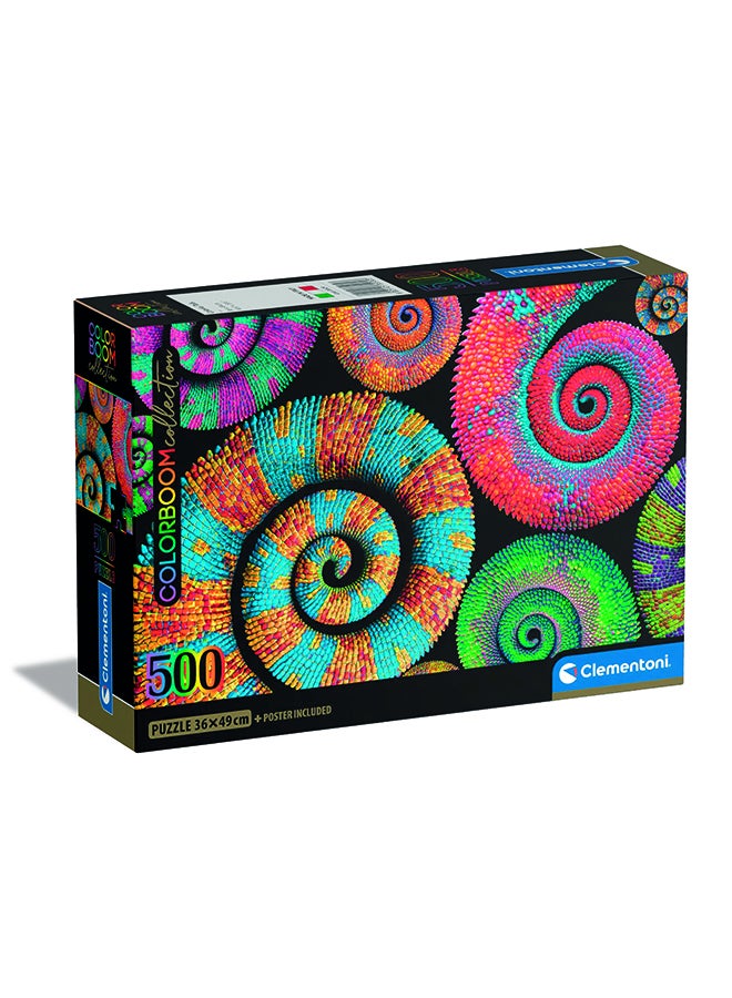 Clementoni 500 Piece Puzzle – Colorboom Curly Tails Compact Box | Fun Colorful Animal Art Puzzle - Image 1