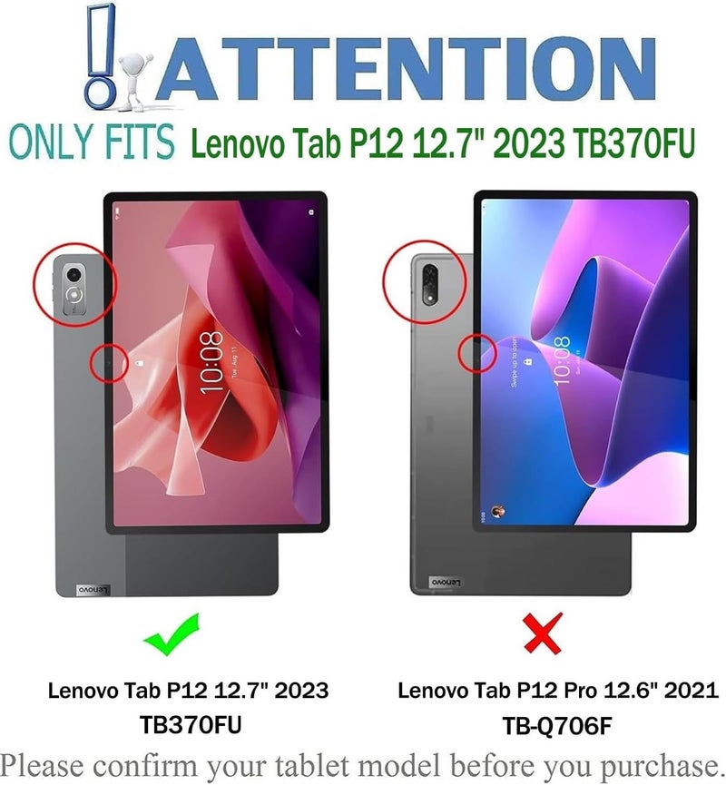 RTSY Kickstand Combo Keyboard case for Lenovo Tab P12 (12.7 Inch-TB-370FU Model) with 7-Colors Backlit, Multi-Touch Trackpad, Dual Orientation, Magnetic Detachable Bluetooth Keyboard Cover, Pen Holder - Image 2