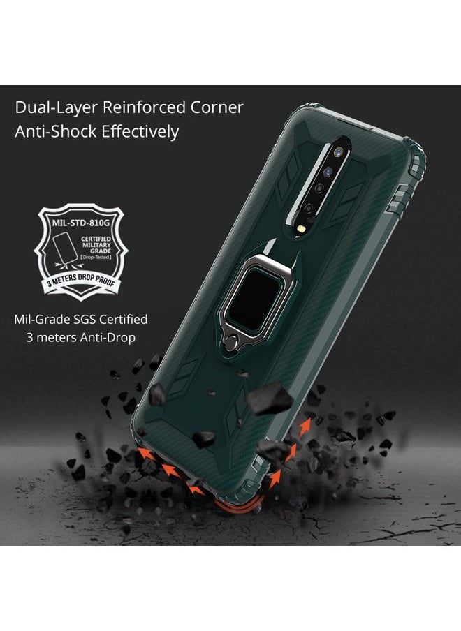 إيروريكس - جراب لهاتف Xiaomi Poco X2 مصنوع من ألياف الكربون مع حامل حلقي دوار 360 درجة - Image 1