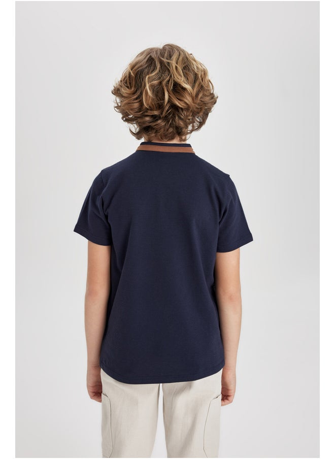 DeFacto Boy Regular Fit Stand- Up Collar Knitted Short Sleeve Polo T-Shirt  - Image 5
